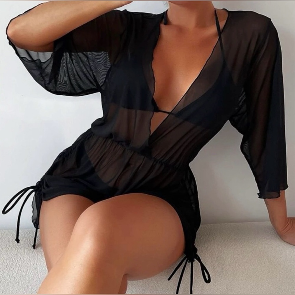 NWT Black Bikini and Coverup Set - 3 Pieces - Picture 2 of 5